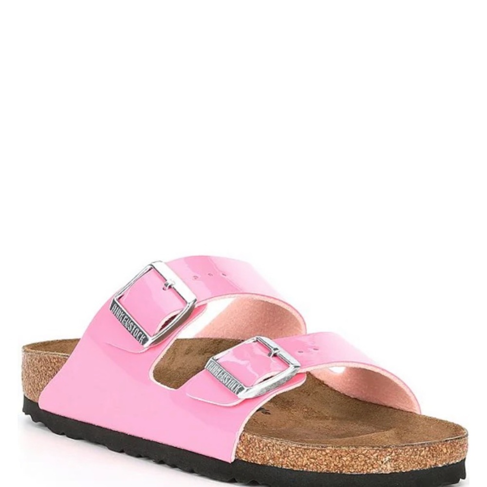 Birkenstock patent candy pink Arizona sandals